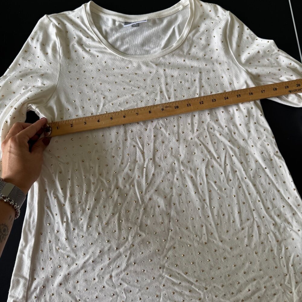 🔥 4 for $20 DEAL 🔥JM Collection Women’s White Studded Top Size S 3/4 - Picture 8 of 12